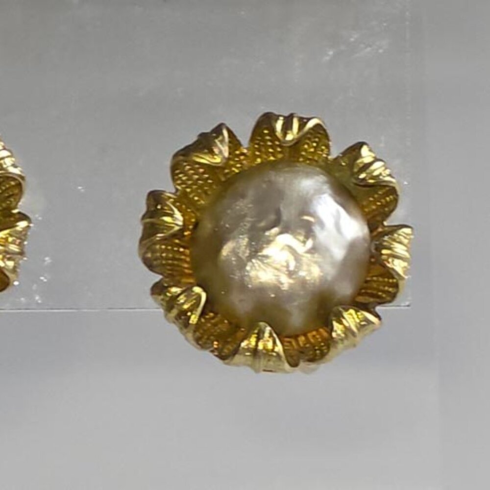 Vintage Haskell Signed Baroque Pearl Clip On Earrings - Picture 7 of 9